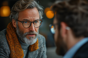 Canvas Print - A team leader and subordinate in a heated conversation, both visibly frustrated. Concept of workplace power struggle.