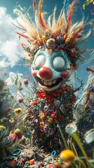 Poster - Surreal Clown Figure in a Whimsical Landscape