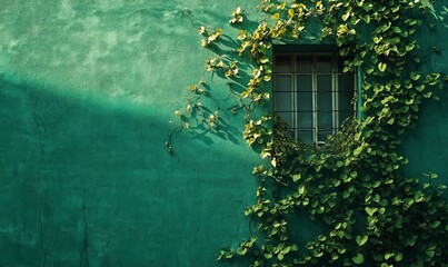 A green wall with a textured surface