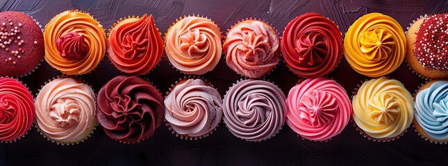 Wall Mural - Colorful Cupcakes in a Row