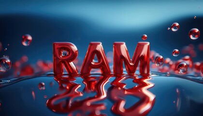 Poster - RAM Logo with Water Reflection and Bubbles