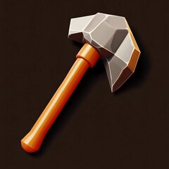 3D Flint Tool Icon: Primitive Tool for Cutting or Fire Illustration Logo