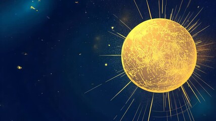 Wall Mural - a large, golden moon shines brightly in a dark blue night sky