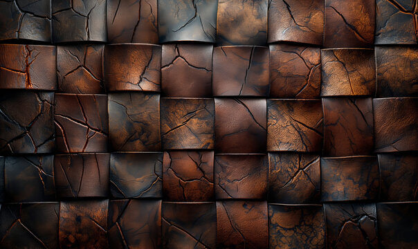 Dark brown background with intertwined texture of leather stripes.