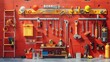 © Anat art - A dedicated repair team assembles tools and supplies in a vibrant red workspace, preparing for a day of maintenance work together. Generative AI
