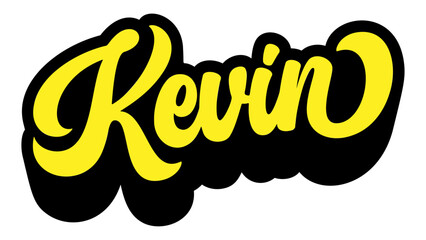 Fototapete - Given name Kevin written in retro groovy three-dimensional script lettering
