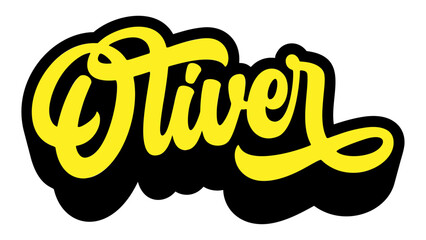 Fototapete - Given name Oliver written in retro groovy three-dimensional script lettering