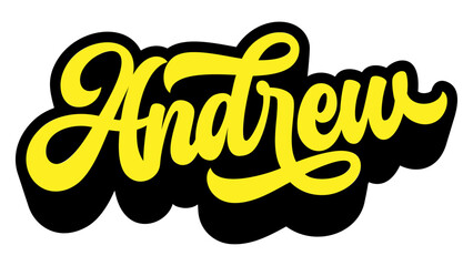 Fototapete - Given name Andrew written in retro groovy three-dimensional script lettering