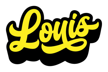 Fototapete - Given name Louis written in retro groovy three-dimensional script lettering