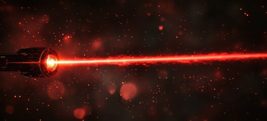 red laser beam cutting through space with futuristic energy on a black starry background illustratin