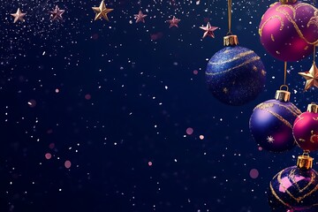 Sticker - A festive background featuring colorful Christmas ornaments and shimmering stars, perfect for holiday-themed designs.