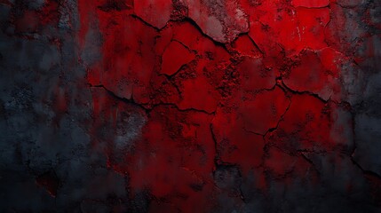 Wall Mural - A textured wall with a cracked, red and black surface, evoking a dramatic and artistic atmosphere.