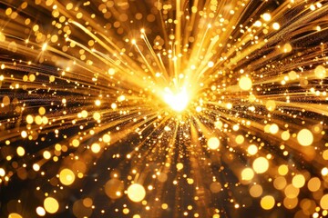Wall Mural - a bright yellow explosion of light and gold sparks, generative ai image