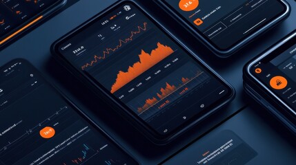 A mobile app interface displaying real-time financial data, promoting fintech and smart investments.