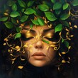 © AshrofS - A serene face surrounded by vibrant green leaves, embodying harmony with nature.