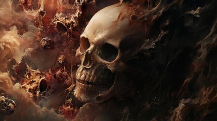 Wall Mural - Dark Surreal Skull Illustration - Death and Decay