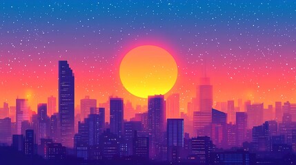 Wall Mural - sunrise city vector flat minimalistic isolated illustration 