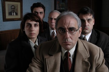 Canvas Print - Portrait of a group of business people in an office. Selective focus.