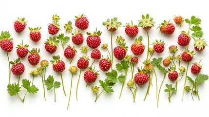 Canvas Print - Fresh European wild strawberries, isolated on white background