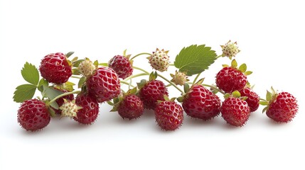 Canvas Print - Fresh European wild strawberries, isolated on white background