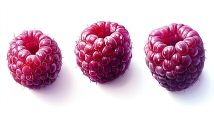 Canvas Print - Fresh raspberries, isolated on a white background, vibrant and detailed