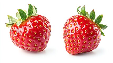 Wall Mural - Juicy red strawberry, isolated on white background, vibrant color, no shadows