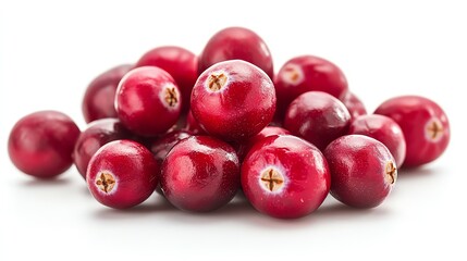 Canvas Print - Red cranberries, isolated on a white background, vibrant and detailed