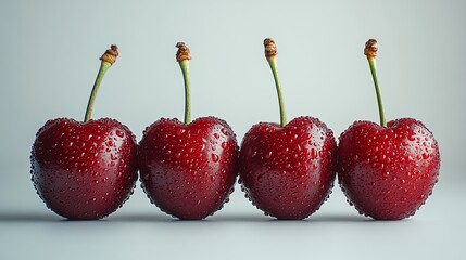 Wall Mural - Sweet red cherries, isolated on a white background, glossy and fresh