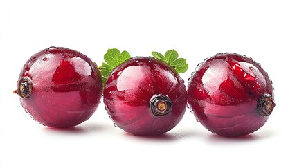 Wall Mural - Sweet red gooseberries, isolated on white background, vibrant and detailed