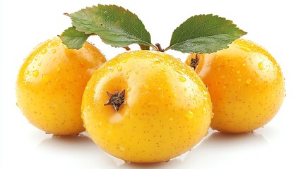 Wall Mural - Tart yellow medlar, isolated on white background, no shadows