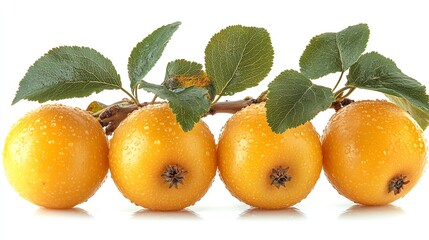 Wall Mural - Tart yellow medlar, isolated on white background, no shadows