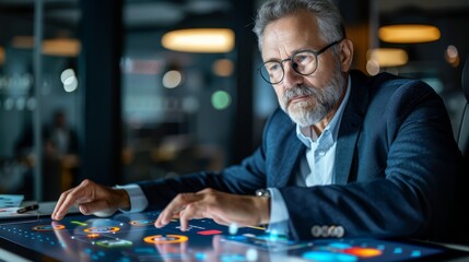 Poster - Executive Working at a Smart Desk in a Modern Studio