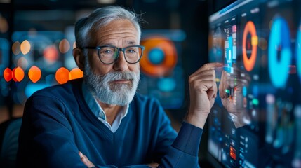 Poster - Senior Businessman Engaged in Virtual Meeting