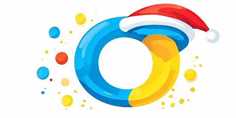 Aufkleber - A blue and yellow circle with a red hat on top