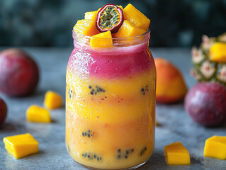 Bright and vibrant tropical fruit smoothie