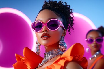 Aufkleber - Futuristic social media platform where users can create digital versions of retro trends, symbolizing how yesterdayâ€™s fashion, music, and tech might be revived in the future