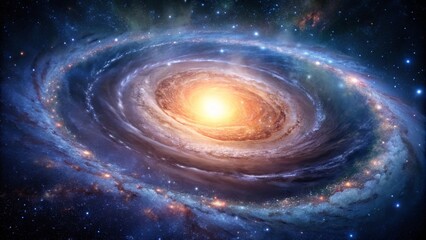 Wall Mural - a spiral galaxy, a celestial tapestry of swirling stardust and luminous light, casting an ethereal g