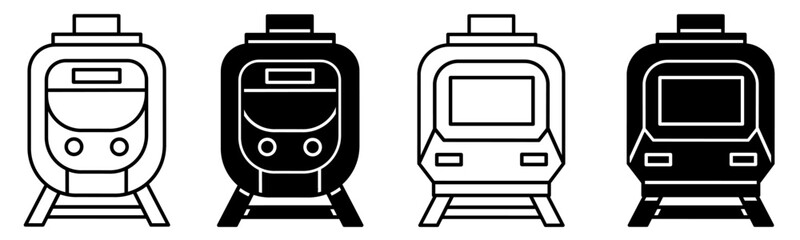 Wall Mural - Silhouette of train icon illustration on white background. Train icon set for business. Stock vector.