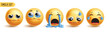 © AmazeinDesign - Emoji crying emoticon characters vector set. Emojis emoticons in sad face, cry, eye tears, happy and disappointed facial expression 3d graphic elements collection. Vector illustration emojis crying