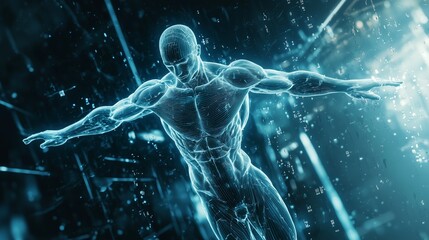 Poster - Futuristic 3D Model of Translucent Human Figure
