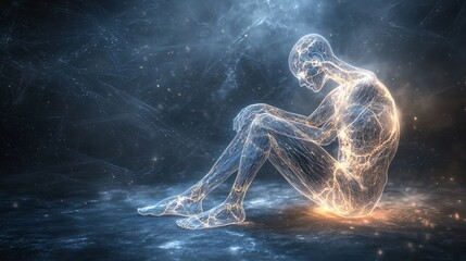 Poster - Translucent 3D Human Model in Seated Position