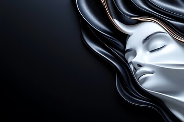 Poster - Minimalist abstract of a sleeping figure, represented with simple, clean lines, symbolizing rest and relaxation
