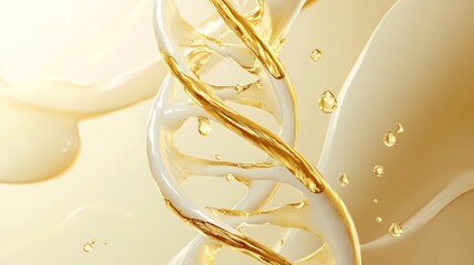 Wall Mural - Digital Technology Golden White Double Helix DNA Poster Background