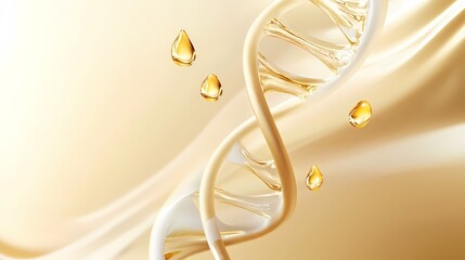 Wall Mural - Digital Technology Golden White Double Helix DNA Poster Background