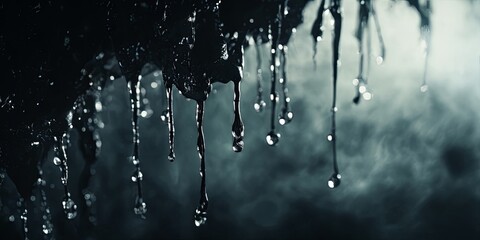 Poster - A dark, rainy day with water dripping from the sky