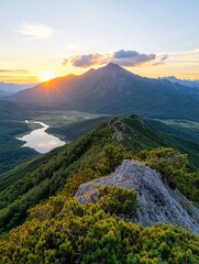 Poster - Breathtaking Sunset View from Mountain Top