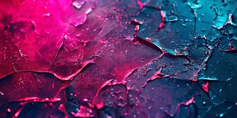 Aufkleber - A painting of a wall with a blue and pink background