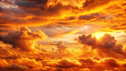Wall Mural - glowing orange sky with thick clouds, orange, sky, sunset, clouds, dramatic, colorful, vibrant, atmo