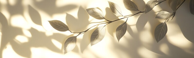 Aufkleber - Soft shadows cast by delicate leaves against a light background, creating a tranquil and artistic ambiance.