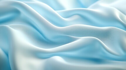 Soft Blue Silk Fabric with Gentle Waves and Elegant Texture for Backgrounds and Design Projects